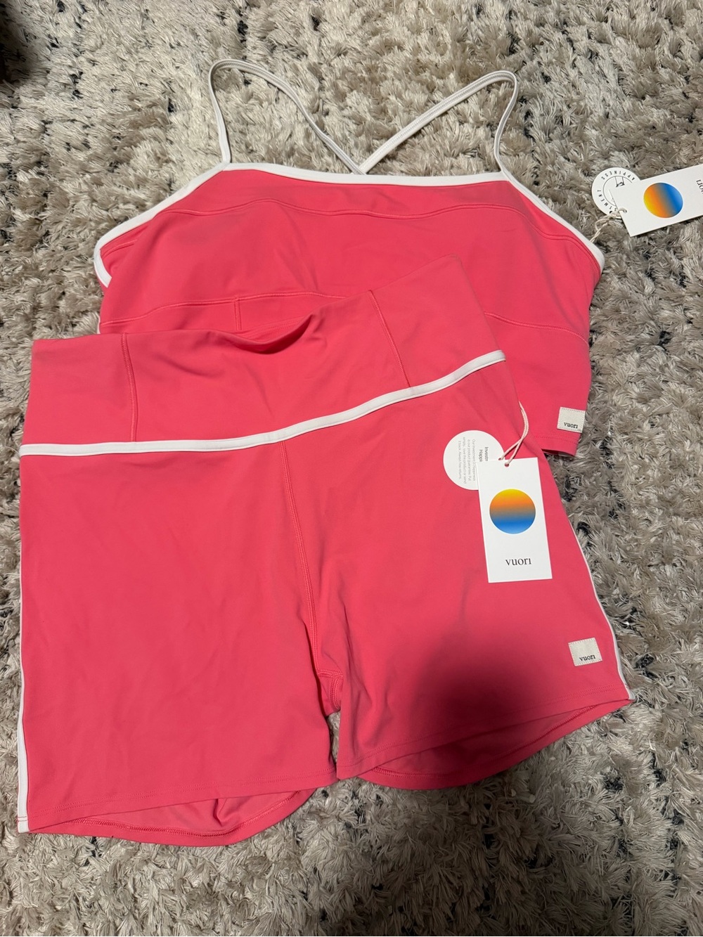 Vuori Pink Women's Athletic Bike Shorts with Matching Crop